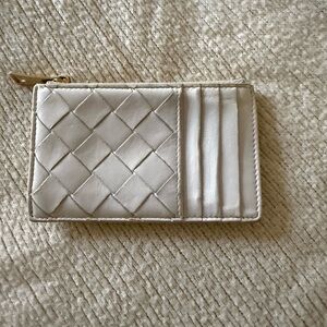 Bottega Veneta Cream Quilted Card Holder